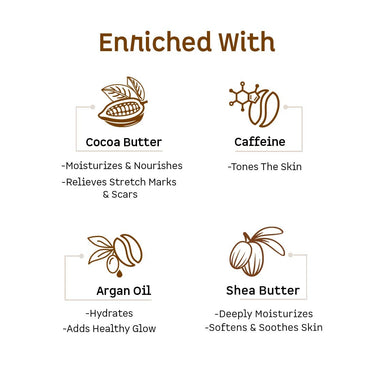 mCaffeine Body Butter For Dry Skin For Both Women And Men (250Gm) | Shea Butter Moisturizer With Cocoa Butter & Caffeine | For Oily And Dry Skin | For All Skin Types